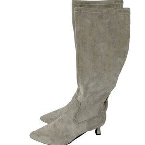 NEW! Kenneth Cole Reaction Baylis Boots! Gray Taupe  Knee High Suede Kitten Heel